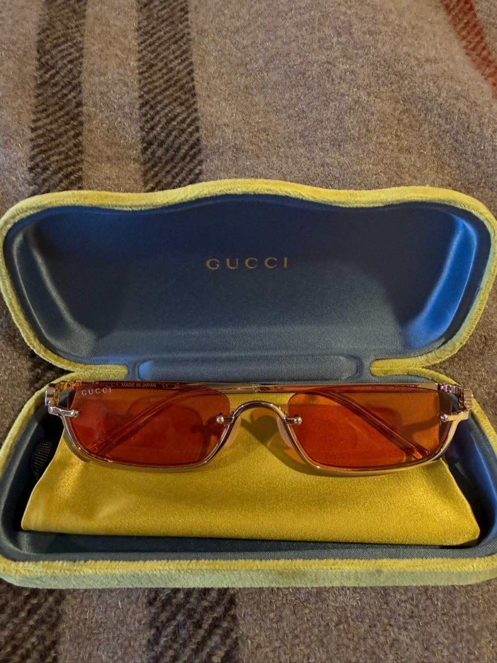 Gucci Orange Rectangular Lens Sunglasses